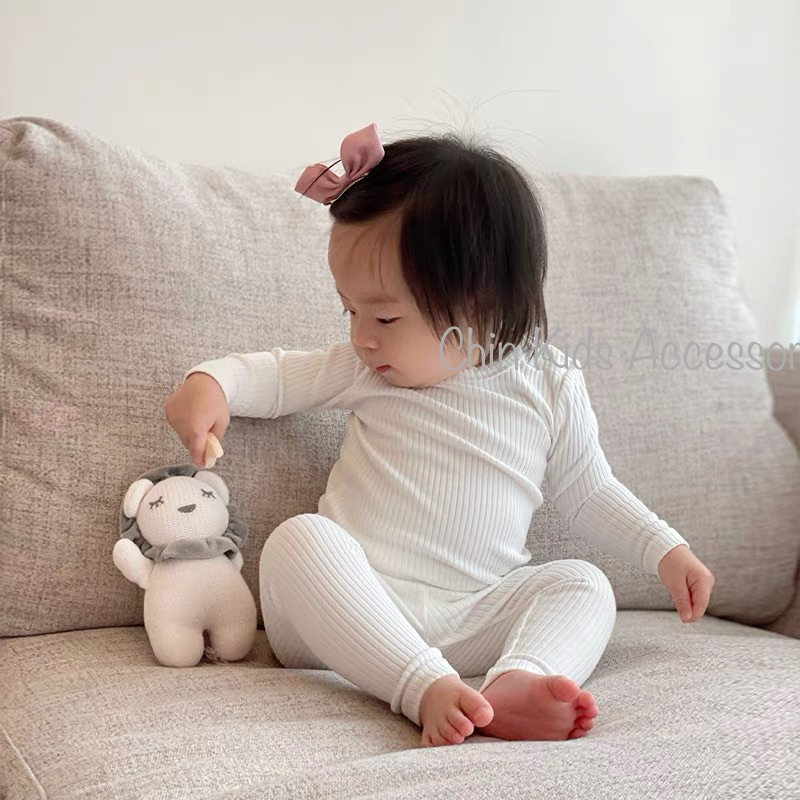 Bộ dài tay gân tăm vải xuất Hàn mềm mại cho bé trai, gái