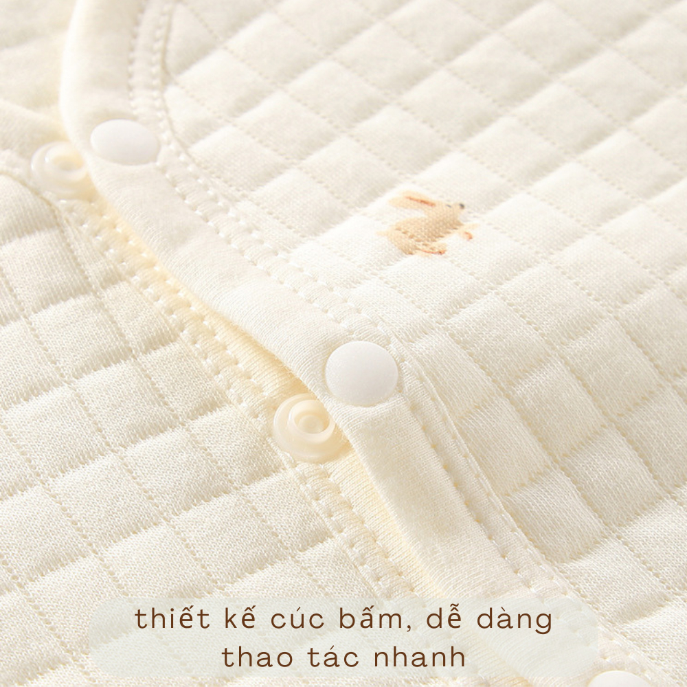 Áo gile cho bé trần bông cúc bấm cài giữa size từ 4-14kg GLTB01