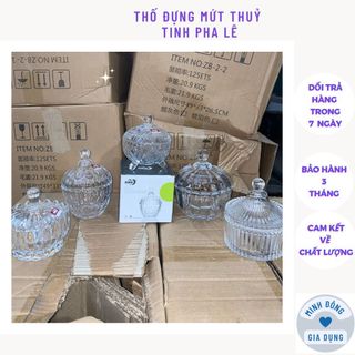 Thố mứt thuỷ tinh pha lê bi tròn nhỏ sang trọng - thố mứt tết bi tròn  deli