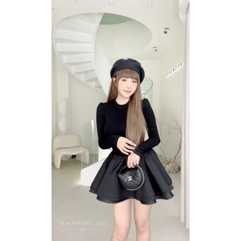 Váy Cotton Phối Chân Tafta Bồng MPB