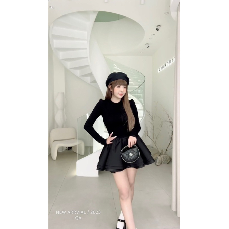 Váy Cotton Phối Chân Tafta Bồng MPB