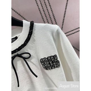 Áo Len Dài Tay Miumiu Kèm Nơ Cổ Trơn Basic Cao Cấp Freesize