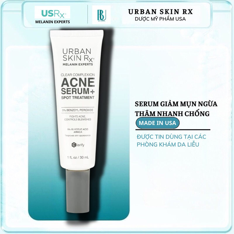 Serum Giảm Mụn Ngừa Thâm Urban Skin Rx Clear Complexion Acne Serum + Spot Treatment 30ml