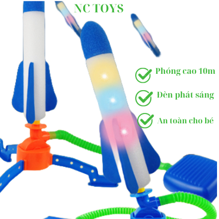 Đồ chơi bệ phóng tên lửa có đèn nhấp nháy được làm bằng nhựa ABS và xốp giúp bé vận động ngoài trời