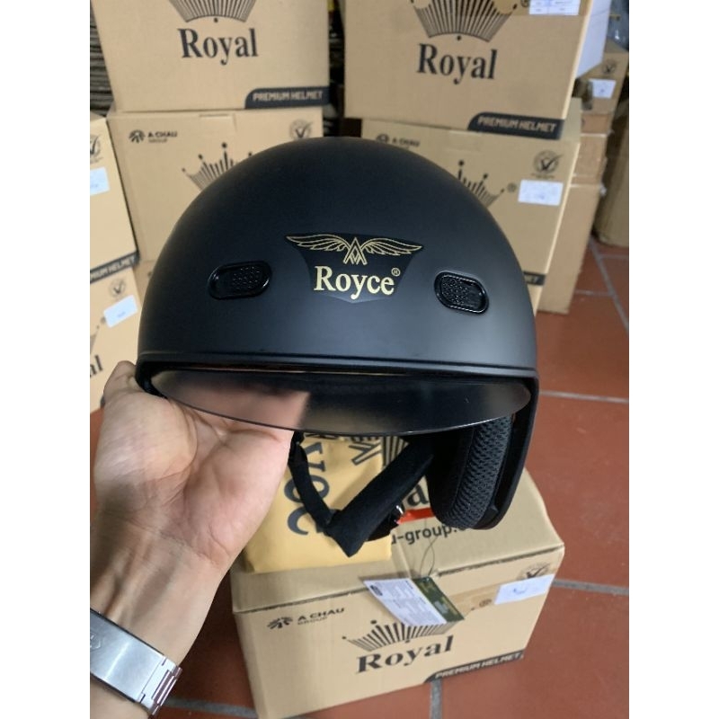 Mũ bảo hiểm kính âm royal royce m139 chính hãng - Nón bảo hiểm dấu kính royce đen nhám bảo hành 12 tháng