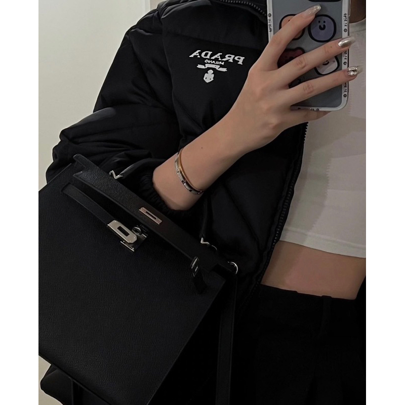 Túi hm kellyy da epsom da cá sấu tag trắng charm ngựa khăn lụa size 25cm fullbox