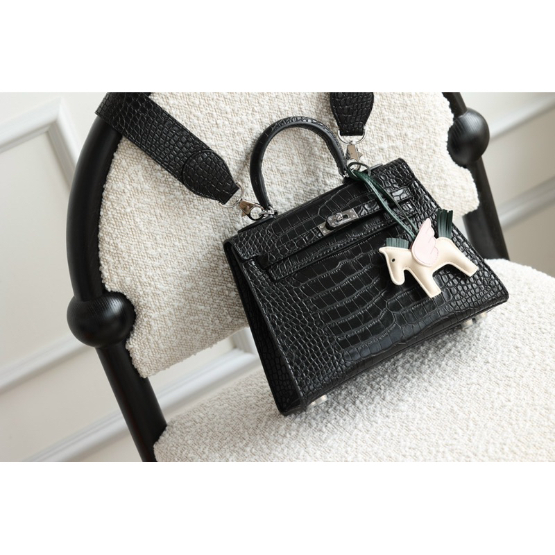 Túi hm kellyy da epsom da cá sấu tag trắng charm ngựa khăn lụa size 25cm fullbox