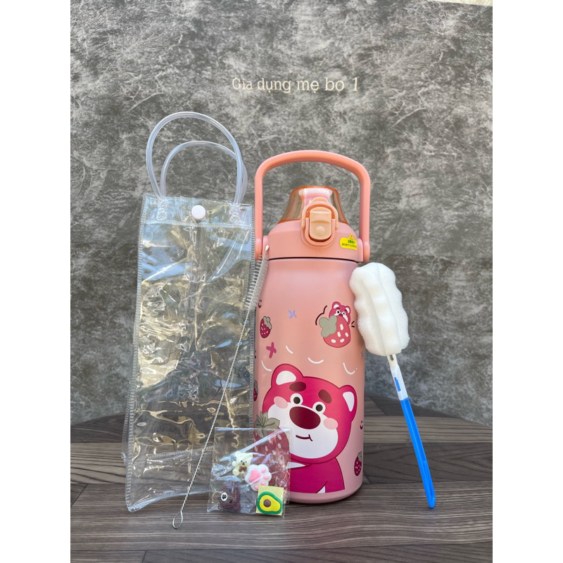 Bình giữ nhiệt 1200ml,inox 316 có quai xách, kèm ống hút