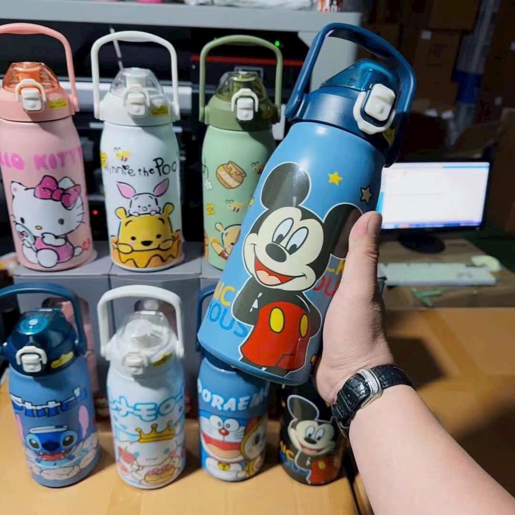 Bình giữ nhiệt 1200ml,inox 316 có quai xách, kèm ống hút