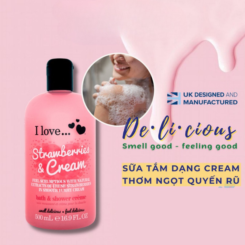 Sữa Tắm I Love Strawberries Cream 500ml Chống Lão Hóa