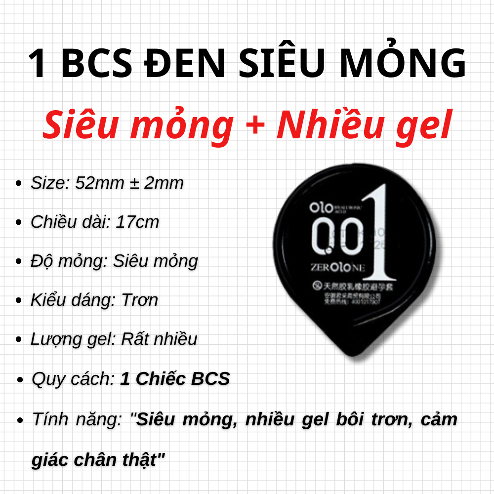 Bao cao su Juncai 0.01 siêu mỏng kéo dài thời gian 01 chiếc bcs