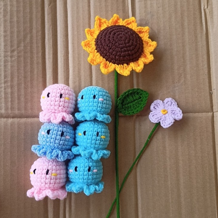 Móc chìa khóa bạch tuộc nhiều màu xinh xắn bằng len - Crochet Octopus