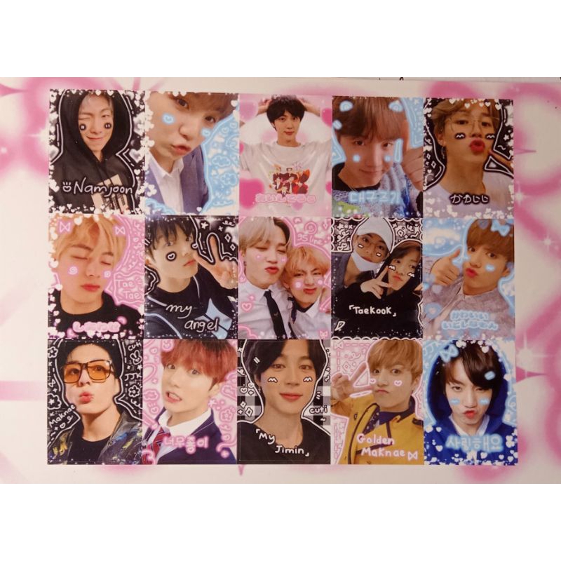 Sticker tấm bé viền, sticker miếng BTS, Vkook, Vmin