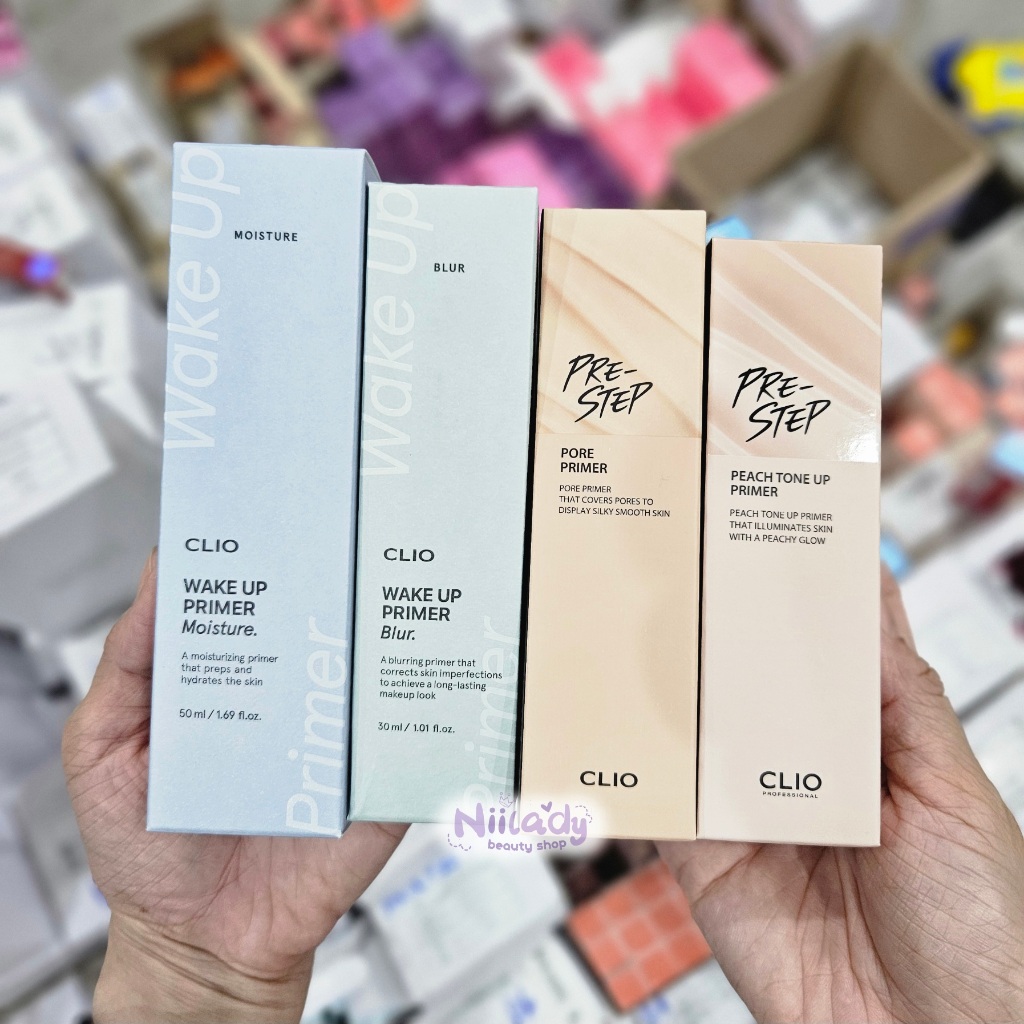 Kem lót Clio Pre-Step Pore Primer, Pre-Step Moist Primer, Pre-Step Peach Tone Up Primer