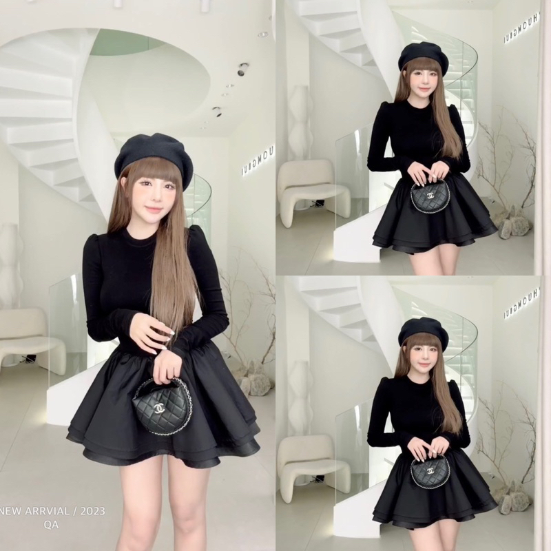 Váy Cotton Phối Chân Tafta Bồng MPB