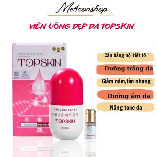 Viên uống đẹp da TopSkin hộp 30 viên,dưỡng ẩm,trắng da,cân bằng tiết tố me4conshop