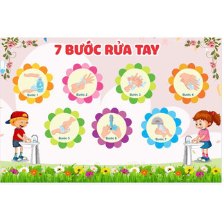 7 bước rửa tay trang trí lớp mầm non