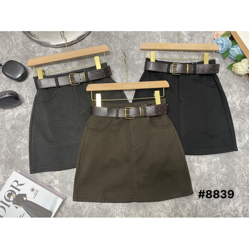 Chân váy dạ chữ A kèm đai QC chất siêu đẹp