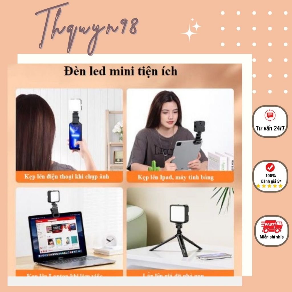 Đèn Led mini AY-49 thế hệ mới hỗ trợ ánh sáng chụp ảnh quay video kẹp lên điện thoại ipad máy tính laptop máy ảnh