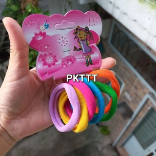 Tép 6 dây cột tóc màu thun mềm,mịn (bản 1cm,thun 5-6cm)