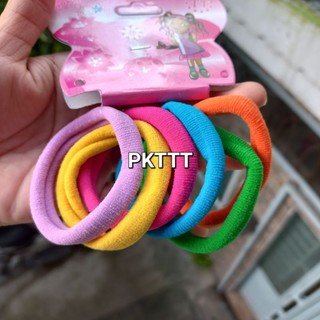 Tép 6 dây cột tóc màu thun mềm,mịn (bản 1cm,thun 5-6cm)