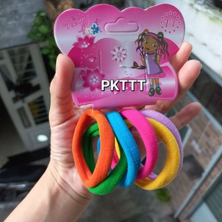 Tép 6 dây cột tóc màu thun mềm,mịn (bản 1cm,thun 5-6cm)