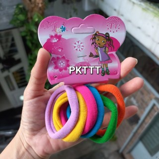 Tép 6 dây cột tóc màu thun mềm,mịn (bản 1cm,thun 5-6cm)