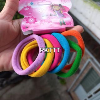 Tép 6 dây cột tóc màu thun mềm,mịn (bản 1cm,thun 5-6cm)