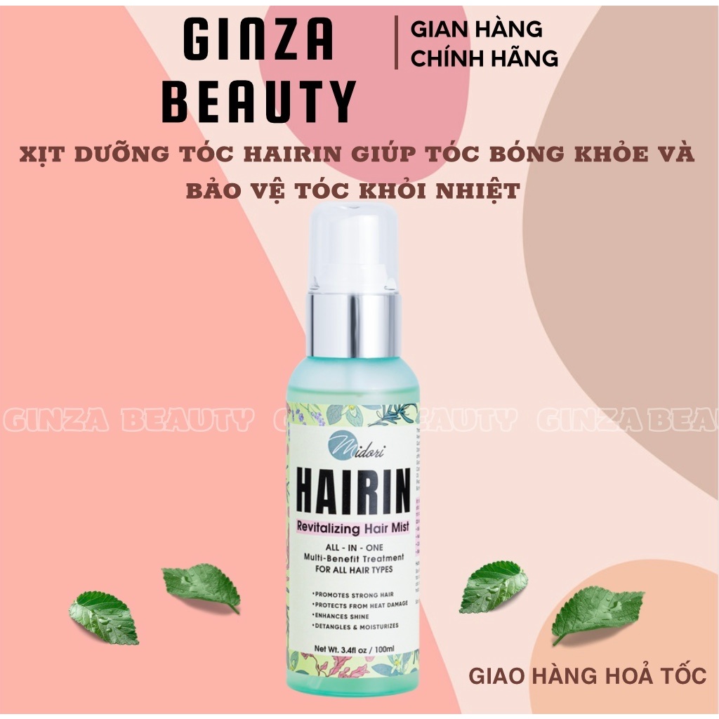 Xịt dưỡng tóc HAIRIN phục hồi tóc hư tổn dưỡng tóc mềm mượt, xịt cách nhiệt và thơm tóc 100ml