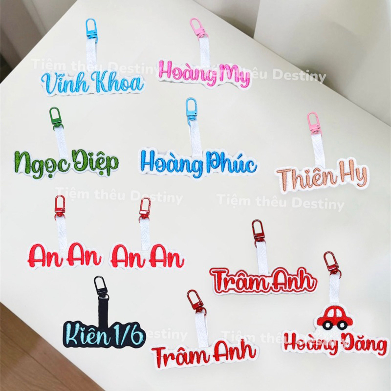 🌸 Móc khoá thêu tên basic  Loại dày 4 lớp