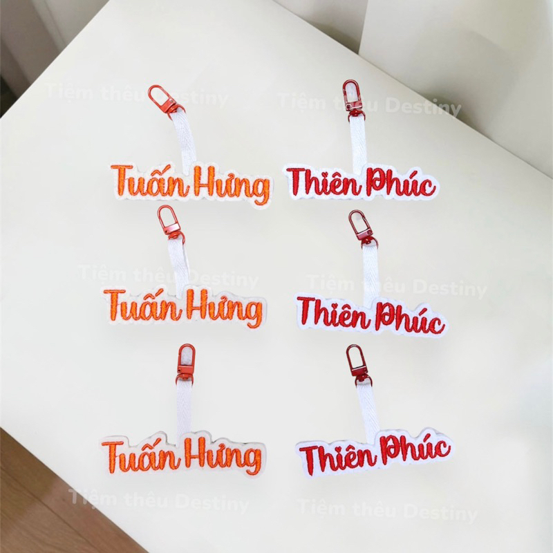 🌸 Móc khoá thêu tên basic  Loại dày 4 lớp