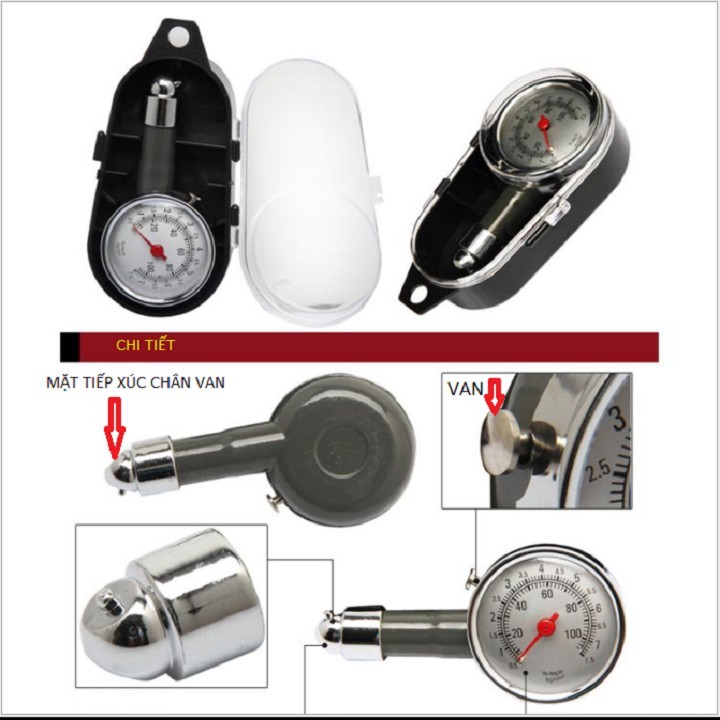 Đồng Hồ Đo Áp Suất Lốp Cho Ô Tô, Xe Máy