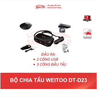 Bộ Chia Tẩu Thuốc 3 Cổng + 2 USB Cao Cấp WT - D23