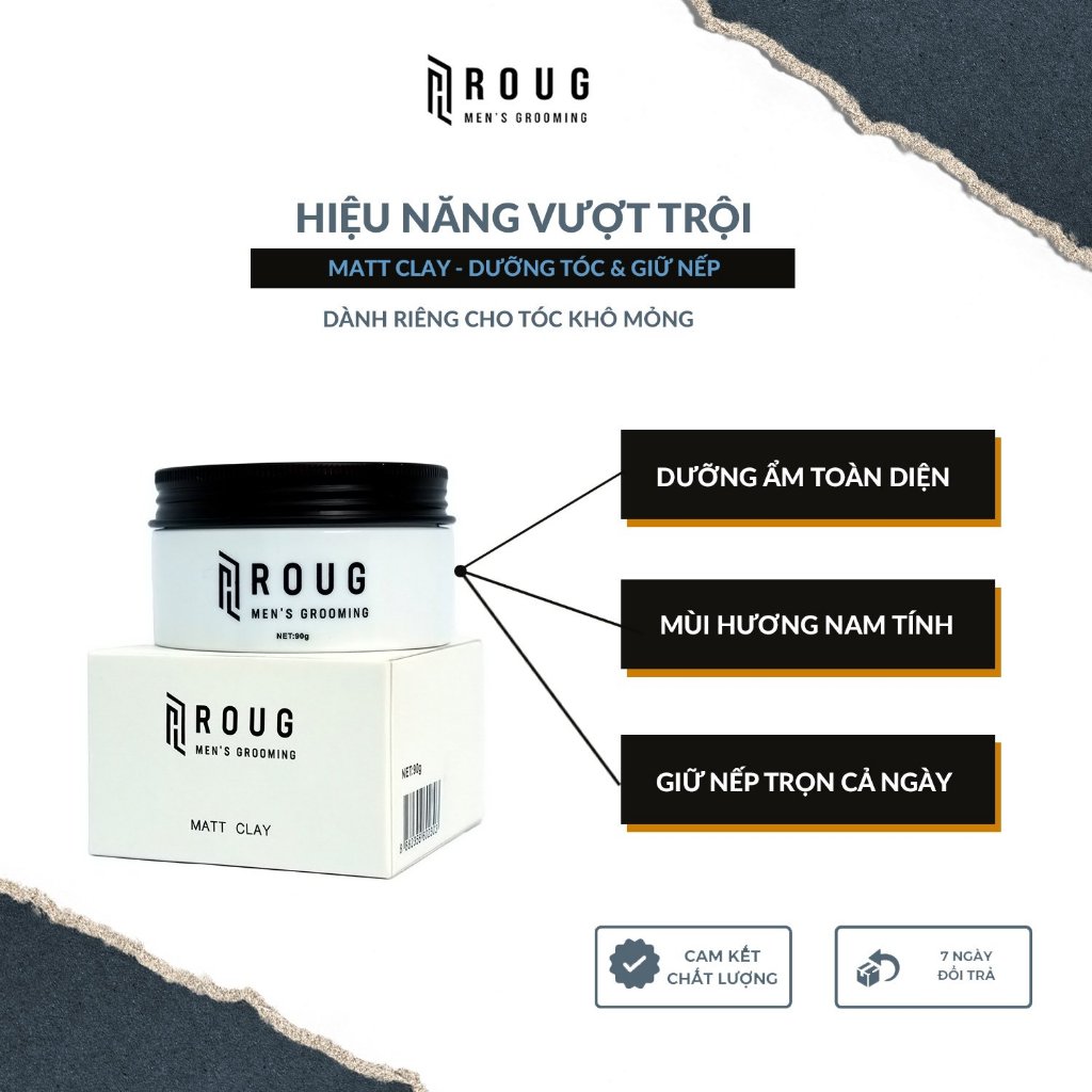 Sáp vuốt tóc Roug Matt Clay, Matte Clay 90gr tặng lược Chaoba - Chính hãng Singapore