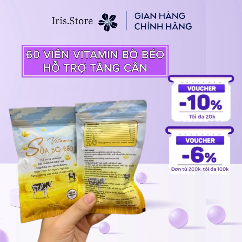 Vitamin Sữa Bò Béo hỗ trợ ăn ngon ngủ ngon (Gói 60viên)