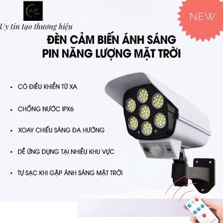 Đèn Năng Lượng Mặt Trời Giả Camera Ngoài Trời Tự Động BẬT TẮT Chống Trộm, Chống Nước IP67 Có Remote