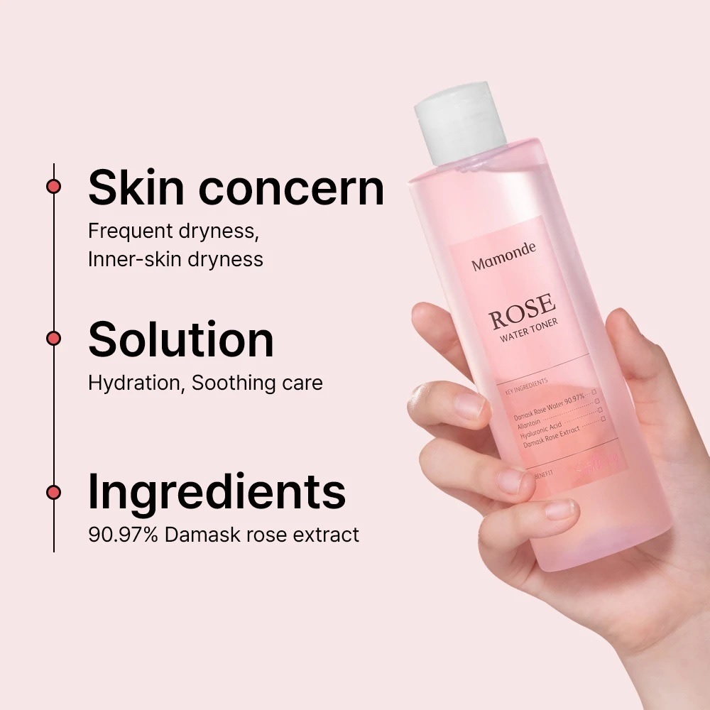 Nước Hoa Hồng Dưỡng Ẩm, Làm Dịu Da Mamonde Rose Water Toner