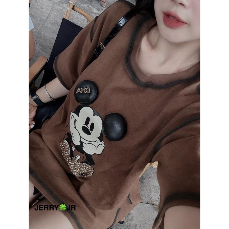 Áo Phông Mickey Viền Đính Đá Hot Hit