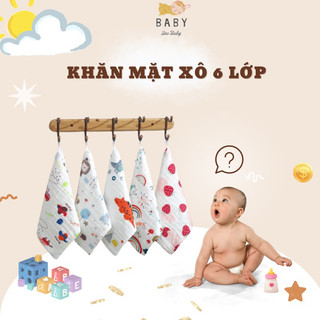 Khăn Mặt Xô 6 Lớp Rửa Mặt, Khăn lau mặt cho bé yêu - khobimsiro