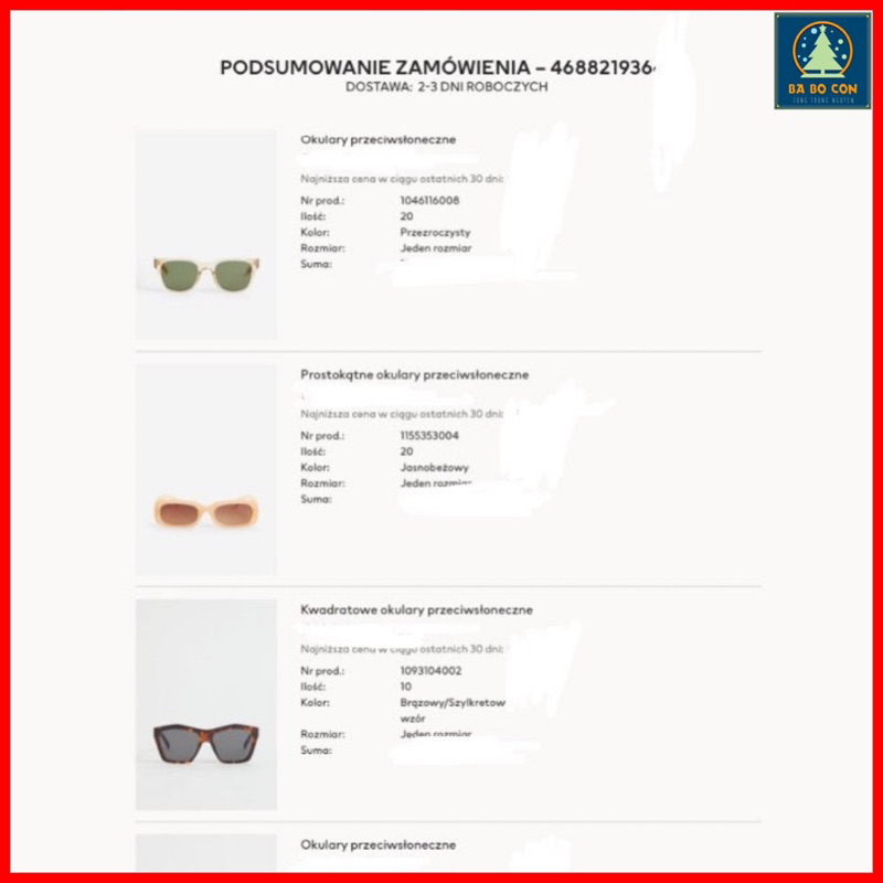 Kính râm nữ HM US Tuyệt đẹp, có bill và mail mua hàng tại web hãng, tặng kèm hộp và khăn