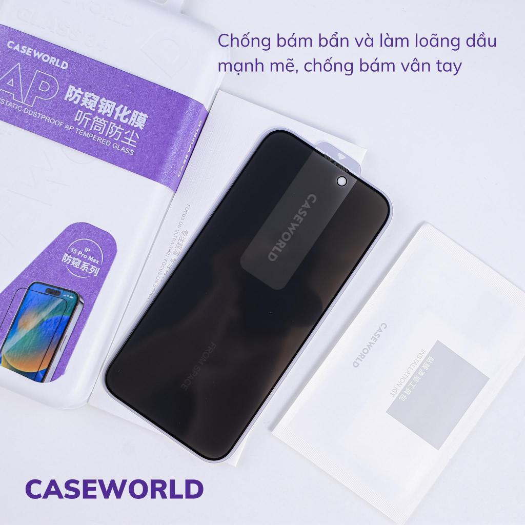 Cường Lực CaseWorld Glass 0.33mm có bảo vệ loa thoại cho màn hình điện thoại 15Prm 15Pro 14Prm