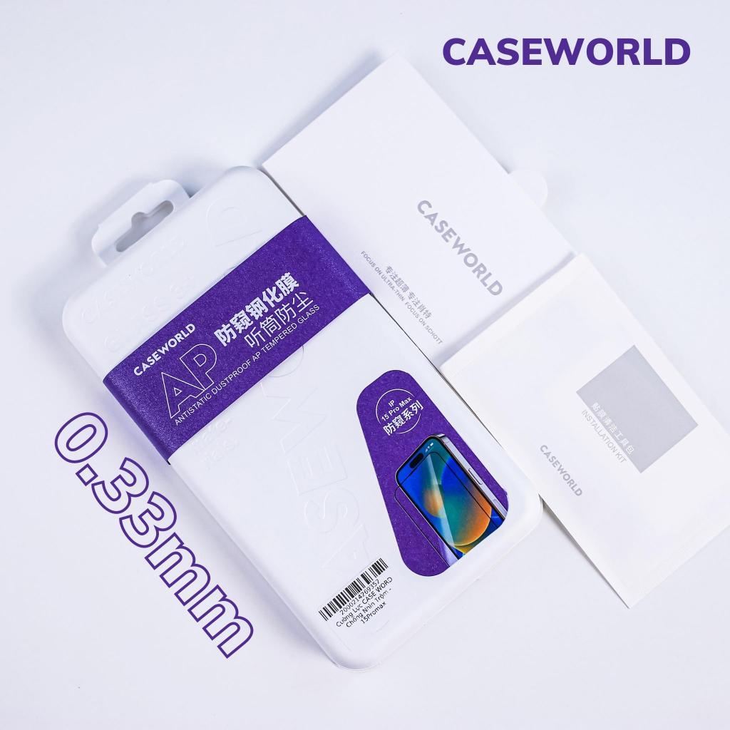 Cường Lực CaseWorld Glass 0.33mm có bảo vệ loa thoại cho màn hình điện thoại 15Prm 15Pro 14Prm