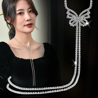 Vòng cổ đính đá dài , dây chuyền hồ điệp sang chảnh