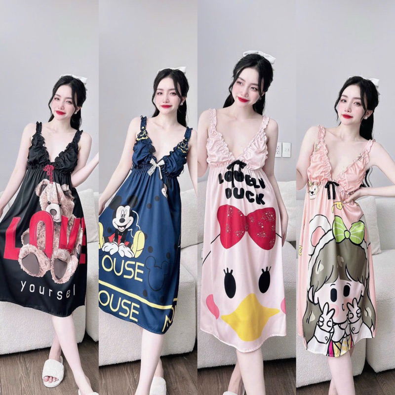 Đầm dây mặc ngủ mặc nhà xinh xắn 1300