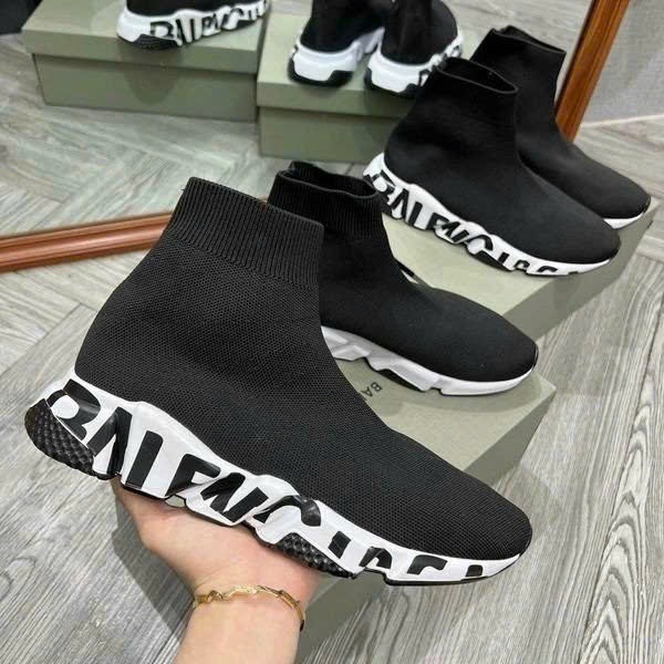 Giày Balenciaga Speed đen cổ cao nam nữ, giày balenciaga chun bản S.Cấp Trung full pk