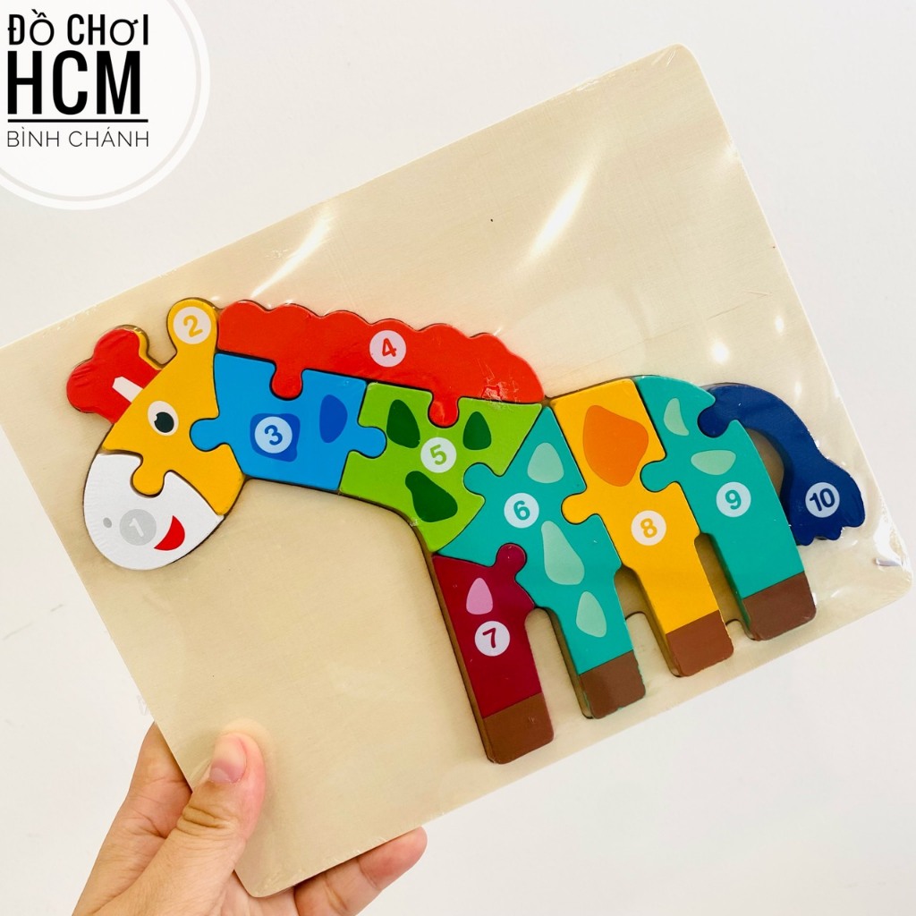 Đồ chơi trẻ em lắp ghép gỗ, xếp hình động vật thỏ ong hươu gấu, đồ chơi giáo dục trí tuệ thông minh