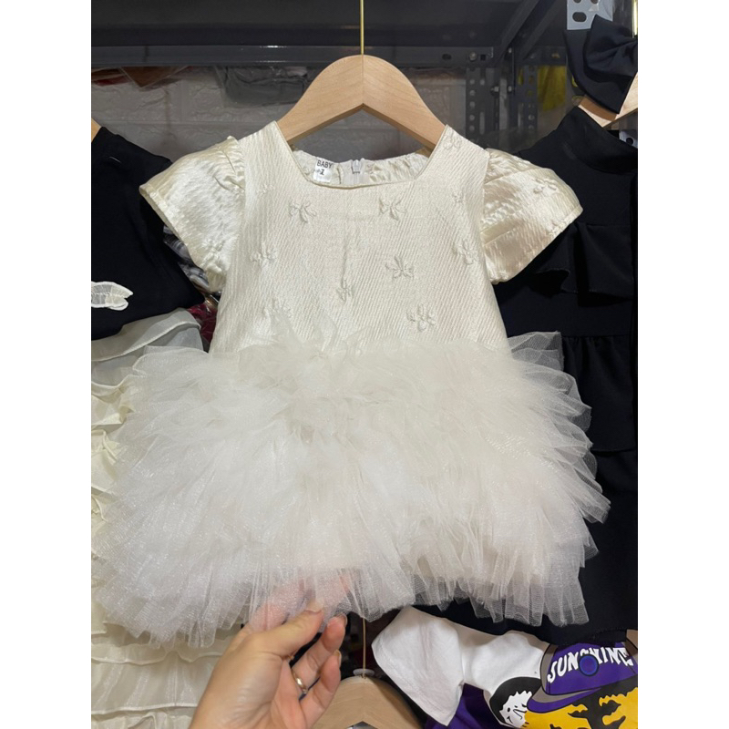 Váy đầm tafta chân váy voan xoè tầng cho bé gái 9-19kg