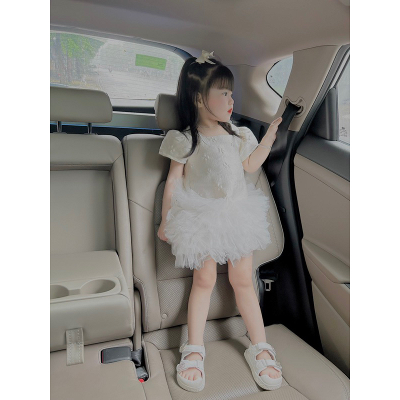 Váy đầm tafta chân váy voan xoè tầng cho bé gái 9-19kg