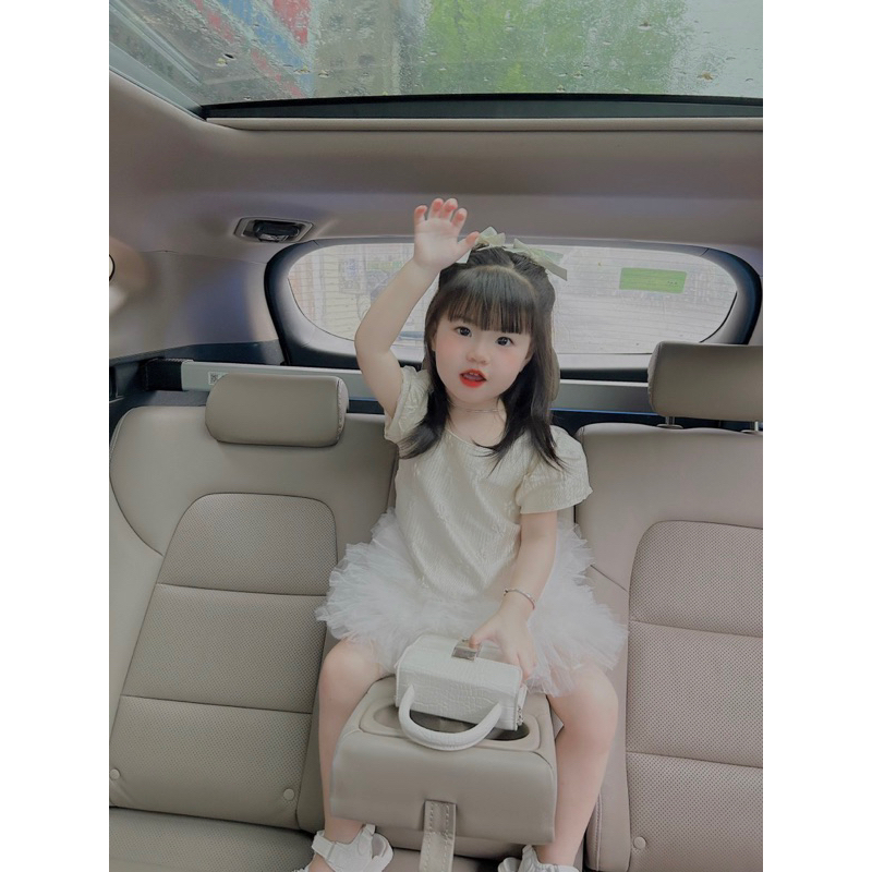 Váy đầm tafta chân váy voan xoè tầng cho bé gái 9-19kg