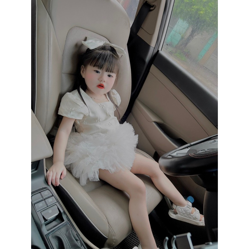 Váy đầm tafta chân váy voan xoè tầng cho bé gái 9-19kg